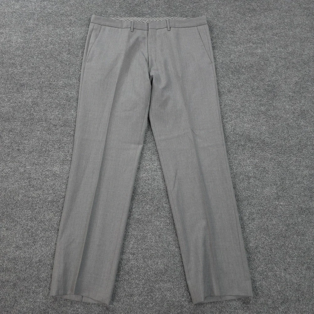 Hugo Boss Pants Mens 38x33 Gray Cagan 100% Virgin‎ Wool Dress Slacks Business